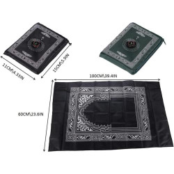 Tapis de prière portable Kellegour, boussole, vert, noir en situation