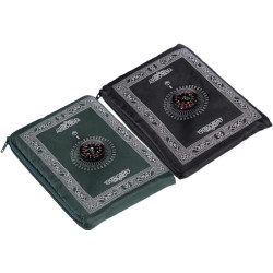 Présentation Tapis de prière portable Kellegour, boussole, vert, noir