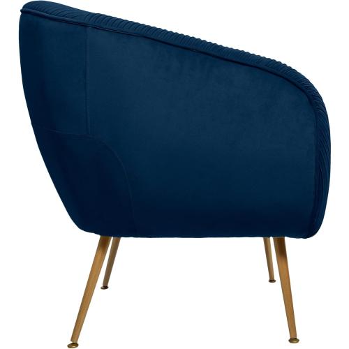 Présentation de Zoom sur Fauteuil Velours Plissé Bleu Atmosphera, Design Élégant