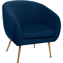 Présentation Fauteuil Velours Plissé Bleu Atmosphera, Design Élégant