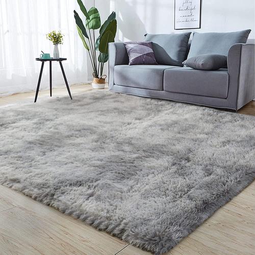 Présentation de Zoom sur Tapis Salon Moderne KINGSON, Antidérapant, Gris Foncé