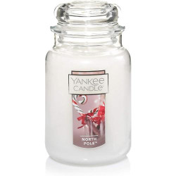 Présentation Yankee Candle, Grande bougie parfumée North Pole, 110h