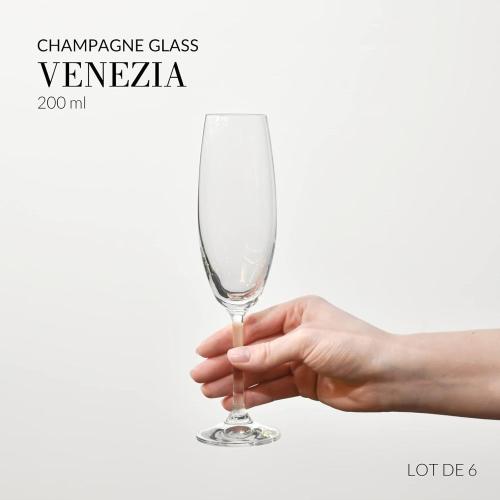 Présentation de Zoom sur Flûtes Cristal Champagne Krosno, Lot 6, Collection Venezia