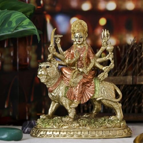 Présentation de Zoom sur Statue Durga, Déesse Hindoue, Alikiki, Décoration Murti