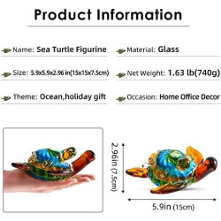 Figurines de Tortues de Mer en Verre - Ornement Décoratif Unique en situation