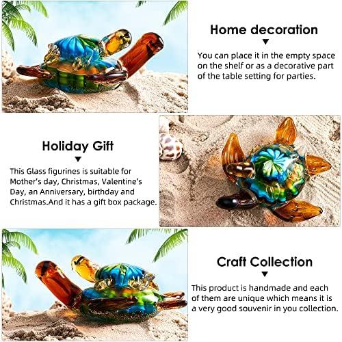 Présentation de Zoom sur Figurines de Tortues de Mer en Verre - Ornement Décoratif Unique