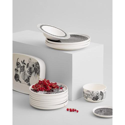 Présentation de Zoom sur Assiette Marimekko Siirtolapuutarha, Grès Blanc Noir