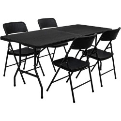 Présentation Amanka Meubles Jardin, Table 180 cm, 4 Chaises Rotin Noir