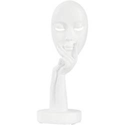 Présentation Wifehelper Statue Abstraite Penseur Résine Masque Visage Décoration Blanc