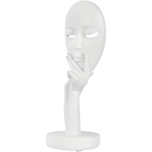 Présentation de Zoom sur Wifehelper Statue Abstraite Penseur Résine Masque Visage Décoration Blanc