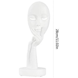 Wifehelper Statue Abstraite Penseur Résine Masque Visage Décoration Blanc en situation