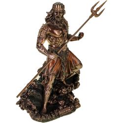 Figurine Poseidon, Dieu de la mer, Sculpture Bronze en situation