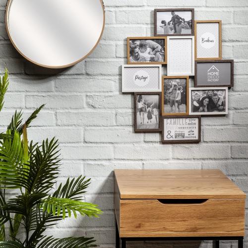 Présentation de Zoom sur Cadre Photo Multiple Pele Mele Bois Blanc Home Deco Factory