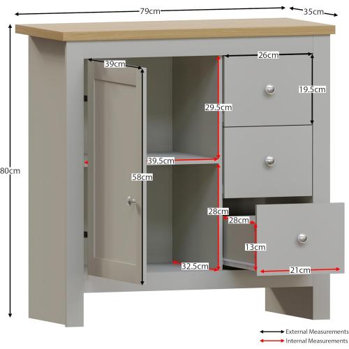 Présentation de Zoom sur Buffet Table Arlington Vida Designs, Armoire Bois Gris, Chêne