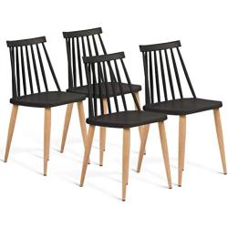 Présentation Chaises Lily Noires, Lot de 4, Salle à Manger