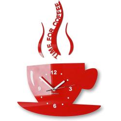 Présentation Horloge murale moderne rouge, tasse Time for Coffee 3D