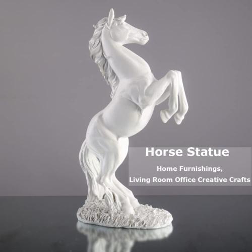 Présentation de Figurine Cheval Résine, Sculpture Moderne Décoration Blanc en situation