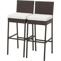 Présentation Tabourets de Bar Rotin Lot de 2, Chaise Extérieure Confortable