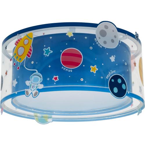 Présentation de Zoom sur Plafonnier enfant Planets système solaire bleu, Dalber