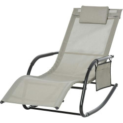 Présentation Chaise Longue Bascule Ergonomique Outsunny, Gris Clair