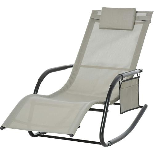 Présentation de Présentation Chaise Longue Bascule Ergonomique Outsunny, Gris Clair