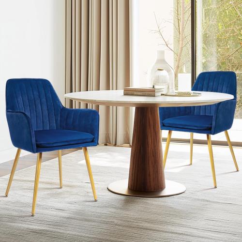 Présentation de Zoom sur Lot de 2 Fauteuils Modernes en Velours pour Salon et Cuisine