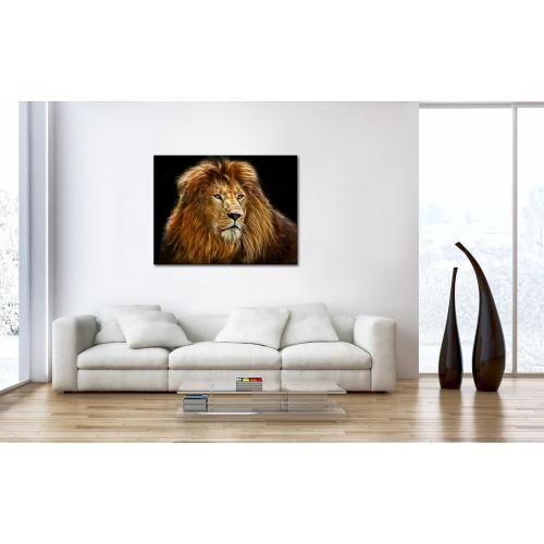 Présentation de Zoom sur Impression Giclée Lion, Toile Tendu, Tableau Contemporain