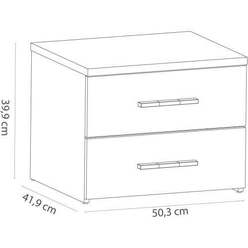 Présentation de Zoom sur Table de Chevet Demeyere Selena Scandinave, 2 Tiroirs, Chêne Blanc