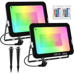 Présentation Projecteurs LED RGB 100W, 16 couleurs, télécommande, étanche