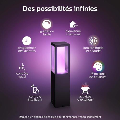 Présentation de Philips Hue Borne Extérieure Noire, Ambiance Couleur, Alexa, Google Assistant en situation