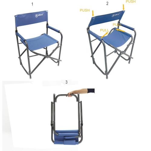 Présentation de Chaise camping pliable aluminium Homecall, dossier, bleu en situation