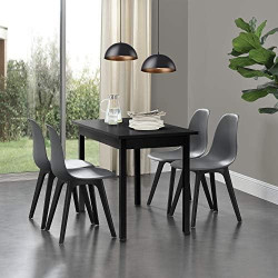 Set de 2 Chaises Design Cuisine Salle à Manger Plastique Gris Noir en situation