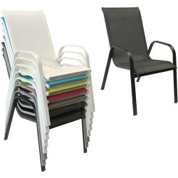 Chaises Marbella Happy Garden, Textilène Gris, Aluminium Anthracite en situation