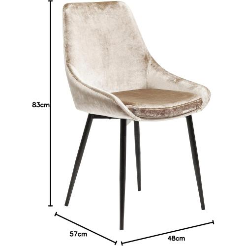 Présentation de Zoom sur Chaise Salle à Manger Rembourrée Velours Beige Champagne