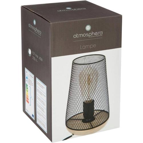 Présentation de Zoom sur Lampe Atmosphera Zely 34, noire, métal, bois