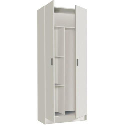 Armoire rangement nettoyage 2 portes melamine blanc PEGANE en situation