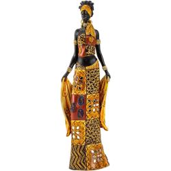 Présentation Sculpture Moderne Femme Africaine, Décoration Colorée