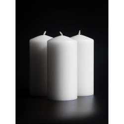 Présentation Bougies pilier blanches CANDWAX, lot de 3, combustion longue