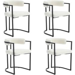 Présentation Chaises Salle à Manger Fausse Fourrure, Lot de 4, Blanc