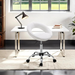 Duhome Chaise Pivotante Similicuir Blanc, Tabouret Bureau en situation