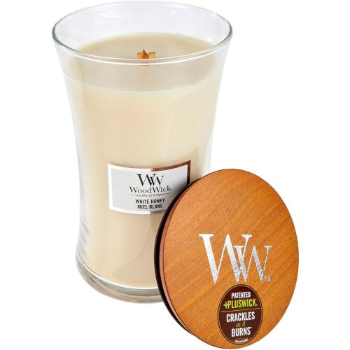 Présentation de Zoom sur Bougie WoodWick, Beige, Parfum Relaxant, Ambiance Chaleureuse