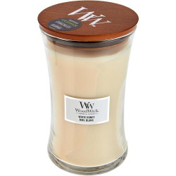 Présentation Bougie WoodWick, Beige, Parfum Relaxant, Ambiance Chaleureuse