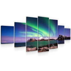 Présentation Tableau Paysage Aurora Borealis, Impression Toile XXL Moderne