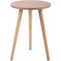 Présentation Table Basse Ronde MDF CLP Kolding, Pieds Bois Caoutchouc