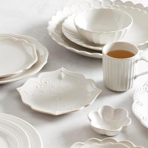 Présentation de Zoom sur Assiettes Lenox Francais Perle Lot 4 Blanc