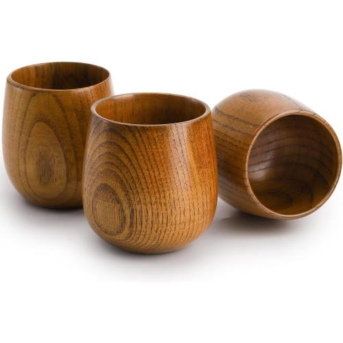 Présentation de Zoom sur Hiceeden Tasses à Thé Bois Naturel Japonaises, Lot de 6