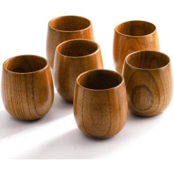 Présentation Hiceeden Tasses à Thé Bois Naturel Japonaises, Lot de 6