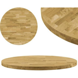 Présentation vidaXL Dessus de table en bois rond chêne massif