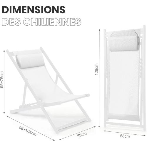 Présentation de Fauteuils Pliables Aluminium Blanc SKYLANTERN, Durables, Confortables en situation