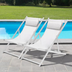 Présentation Fauteuils Pliables Aluminium Blanc SKYLANTERN, Durables, Confortables